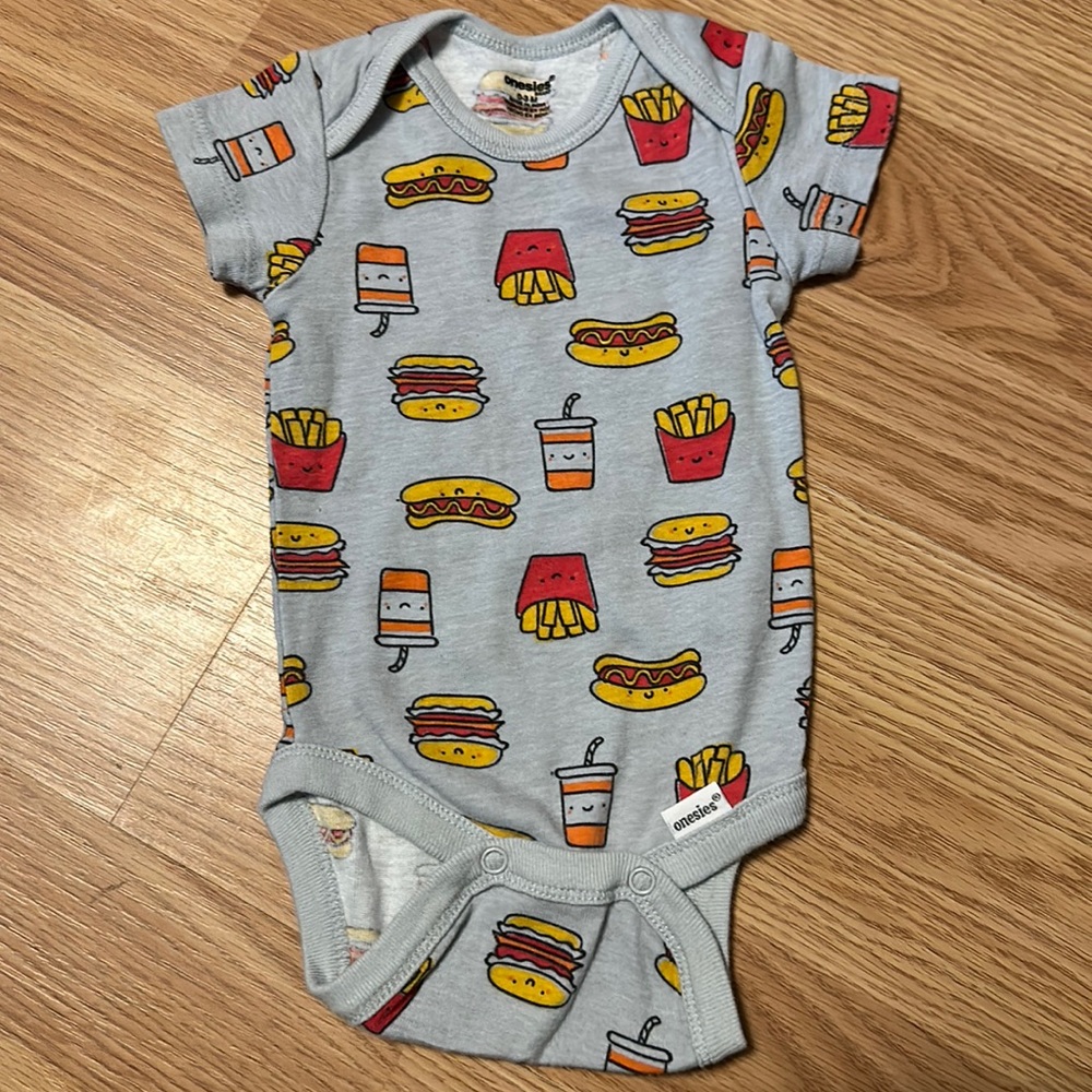 Gray Fast Food Print Bodysuit